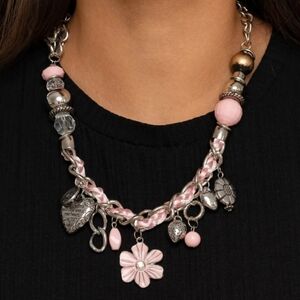 Charming Silver and Pink Necklace